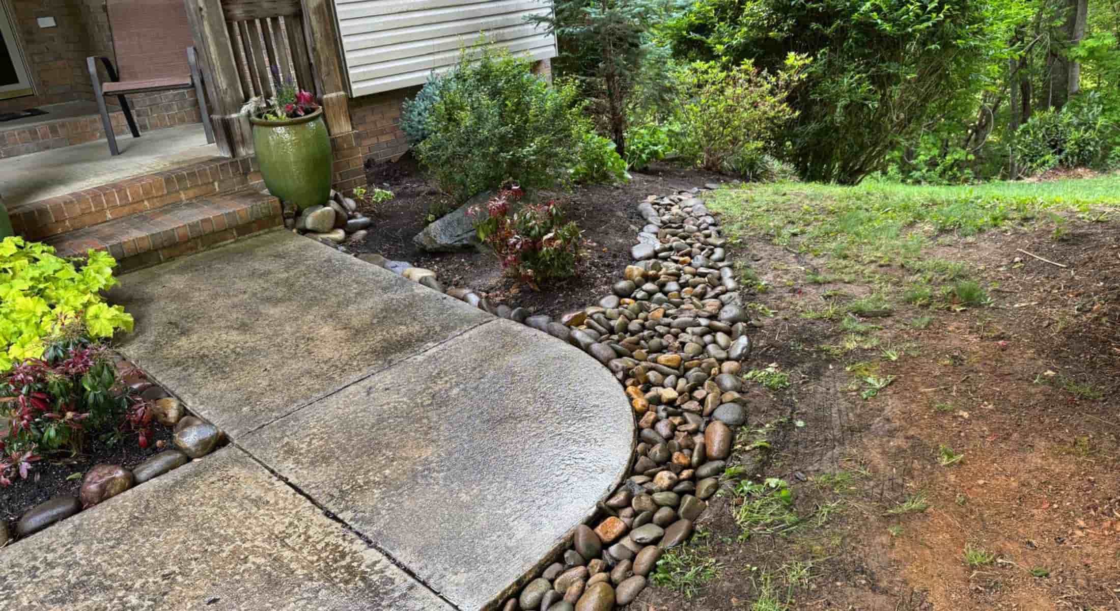 Front yard landscaping project Asheville NC by PLG Lawn Services